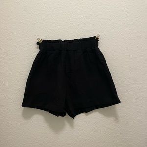 Black paper bag shorts